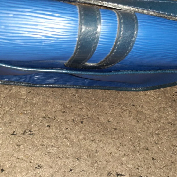 Vtg GUY LAROCHE-2 Tone Blue Textured Leather-Magnetic Flap-Cross/Shoulder Bag-EX - Picture 6 of 8